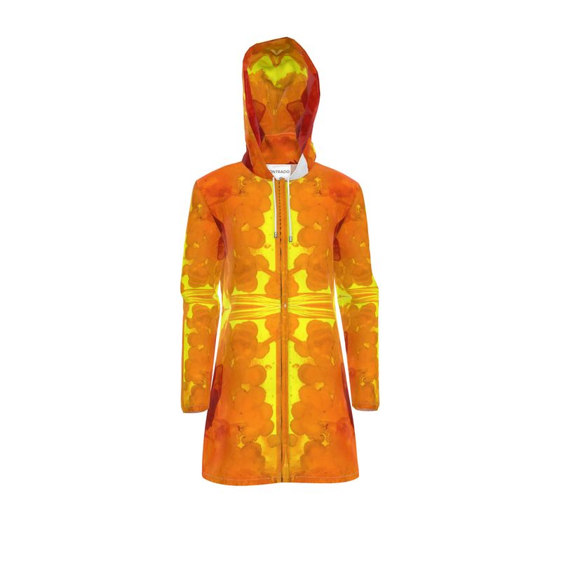 Womens Hooded Rain Jacket: Mimetite on Wulfenite, San Francisco Mine