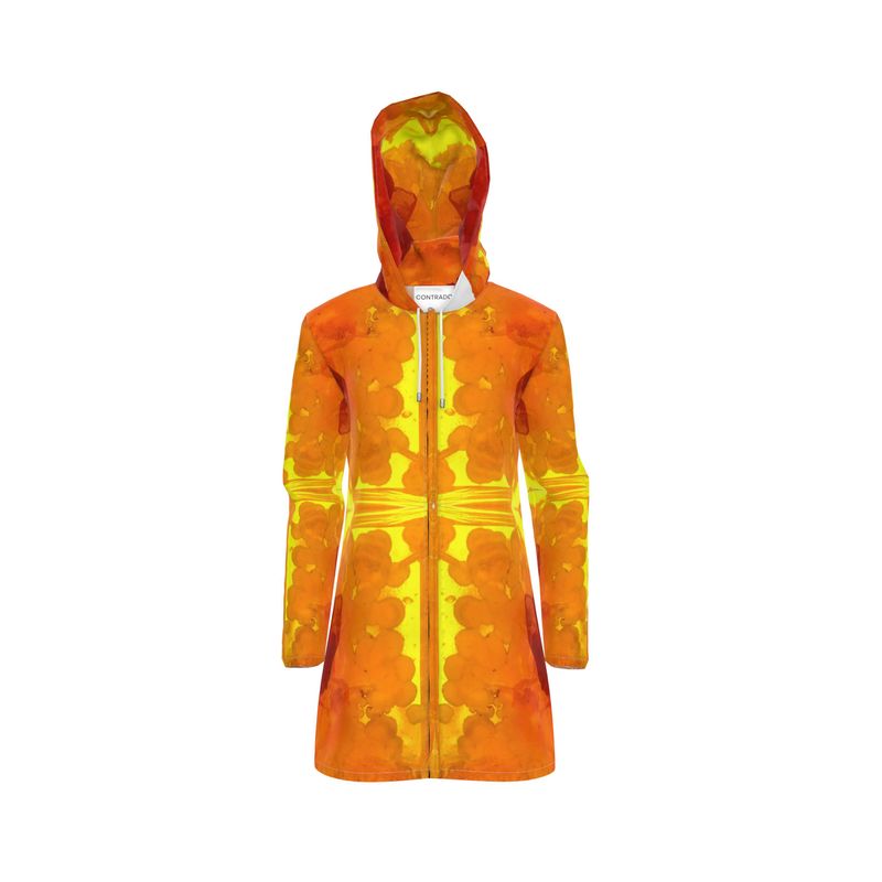 Womens Hooded Rain Jacket: Mimetite on Wulfenite, San Francisco Mine