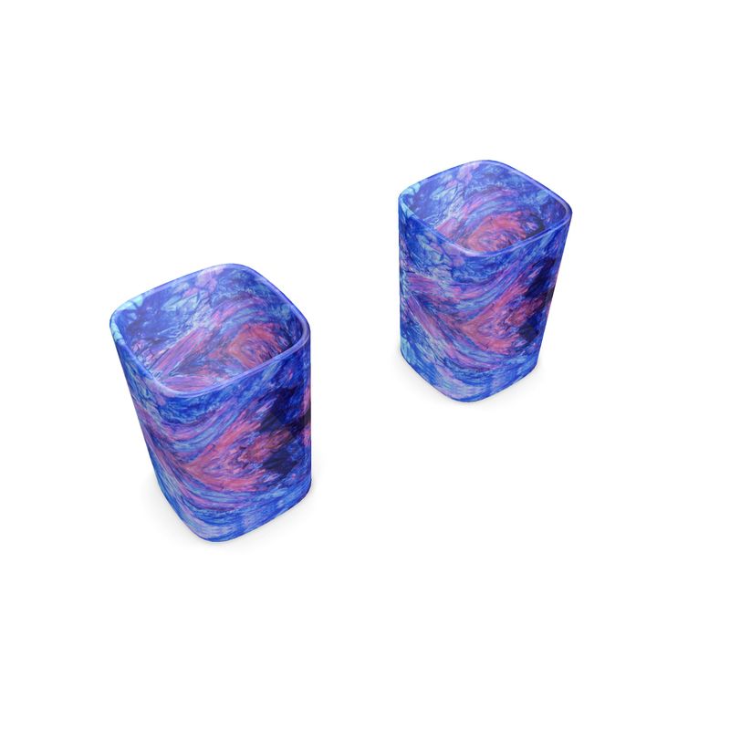 Square Shot Glass 2 Set:Kyanite, Fluorescent, Black Mt, NC