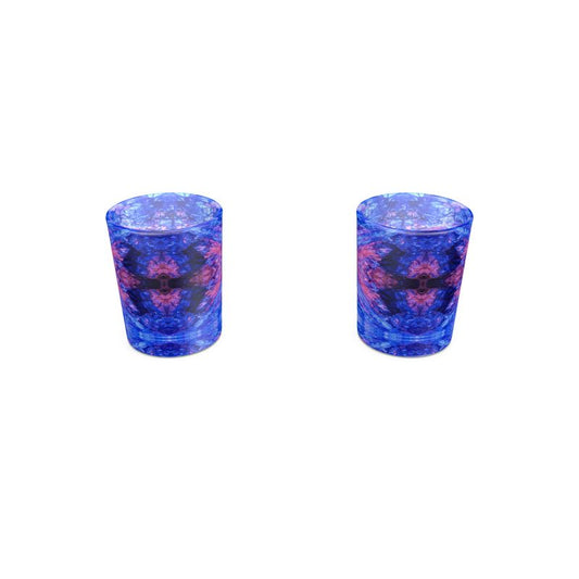 Round shot glass 2 set: Kyanite, Fluorescent, Black Mt, NC