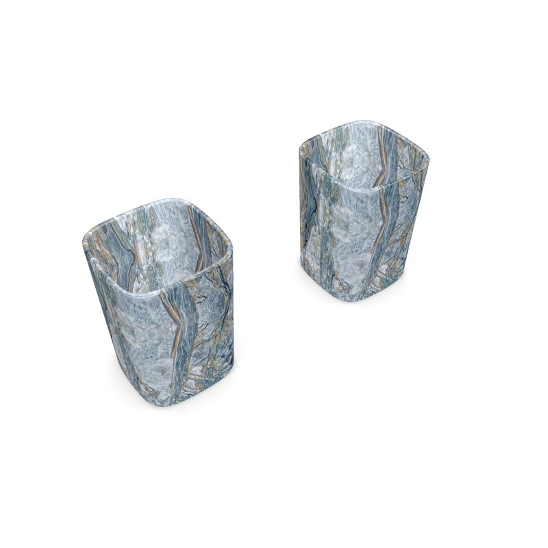 Square Shot Glass 2 Set:Kyanite, Black Mt, NC, Original Color o