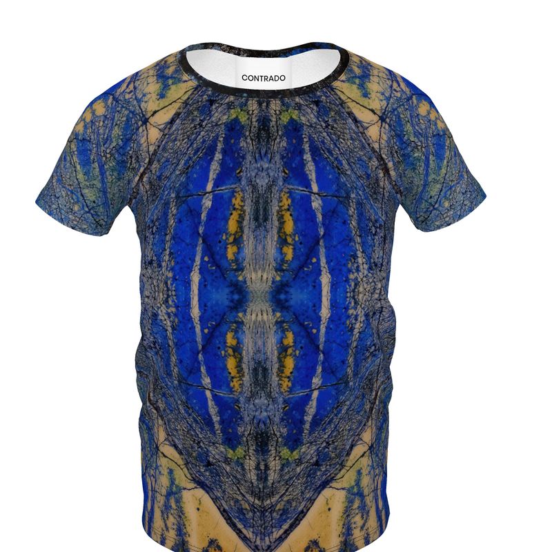 T-Shirt: Azurite, with Malachite, Siberia, Russia,  Original Color
