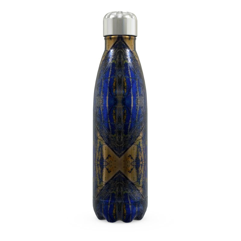 Stainless Steel Thermal Bottle: Azurite, with Malachite, Siberia, Russia, ORIGINAL COLOR