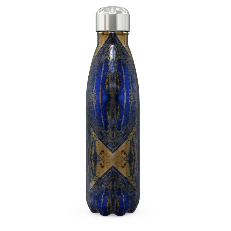 Stainless Steel Thermal Bottle: Azurite, with Malachite, Siberia, Russia, ORIGINAL COLOR