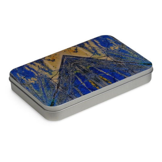 Tin Boxes Hinge Lid: Azurite, with Malachite, Siberia, Russia, ORIGINAL COLOR