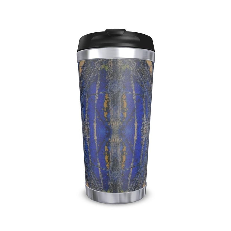 Travel Mug: Azurite, with Malachite, Siberia, Russia, ORIGINAL COLOR