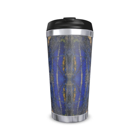 Travel Mug: Azurite, with Malachite, Siberia, Russia, ORIGINAL COLOR