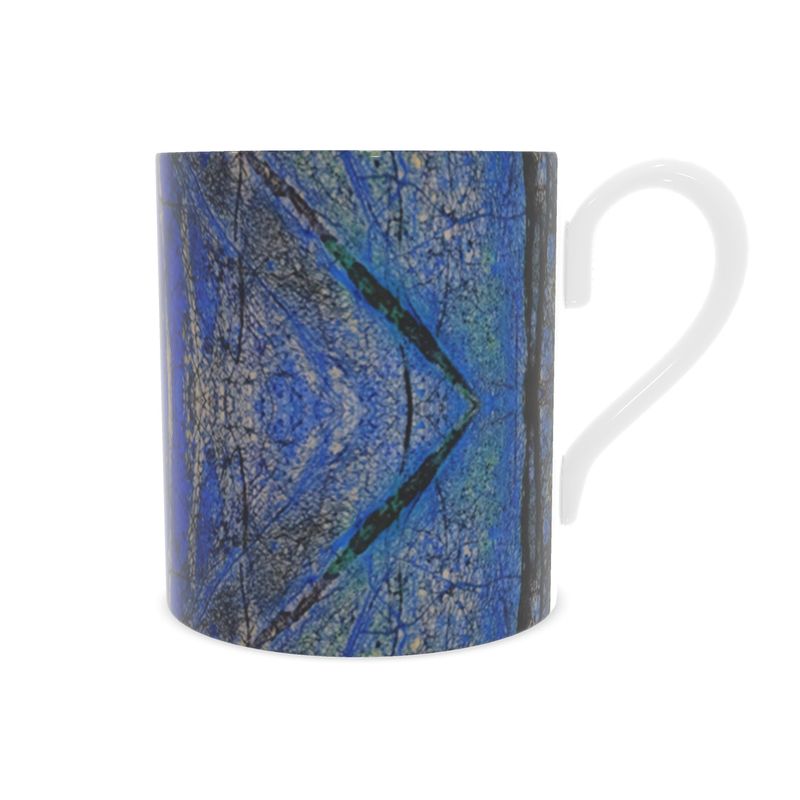 Bone China Mug: Azurite, with Malachite, Siberia, Russia, ORIGINAL COLOR