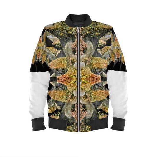 Mens Bomber Jacket: Calcite with Irridescent Marcasite, Brushy Creek, Viburnum Trend, Missouri, USA, Neal Pfaff, Original Color