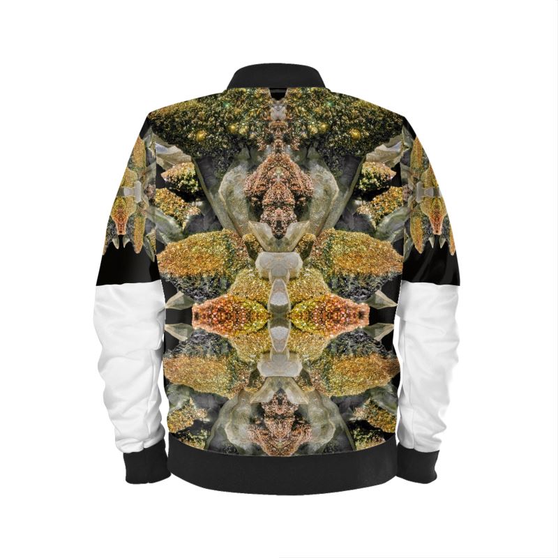 Mens Bomber Jacket: Calcite with Irridescent Marcasite, Brushy Creek, Viburnum Trend, Missouri, USA, Neal Pfaff, Original Color