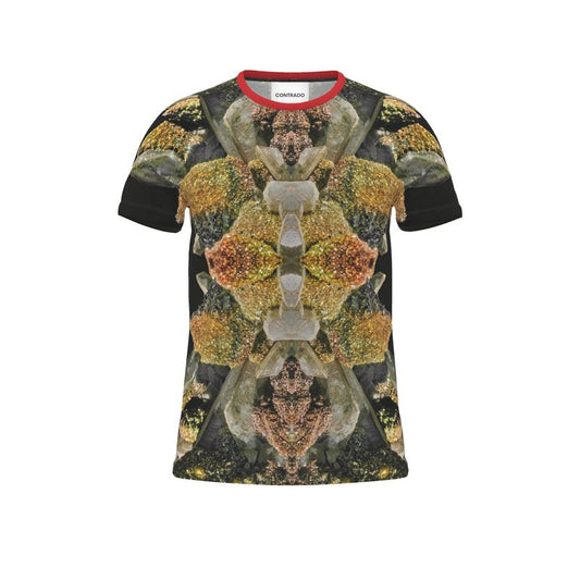 Cut and Sew All Over Print T-Shirt: Calcite with Irridescent Marcasite, Brushy Creek, Viburnum Trend, Missouri, USA, Neal Pfaff, Original Color