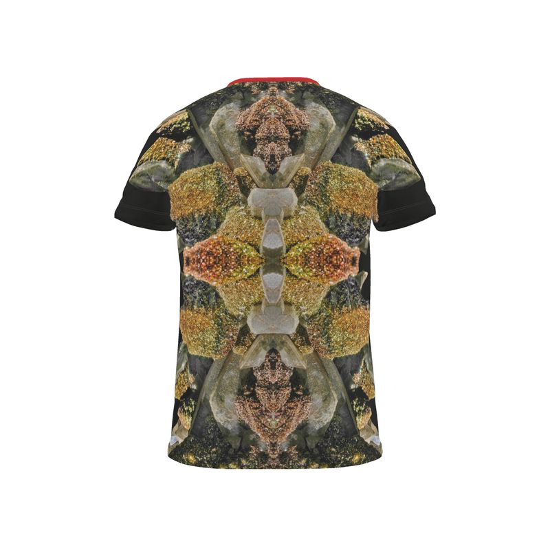 Cut and Sew All Over Print T-Shirt: Calcite with Irridescent Marcasite, Brushy Creek, Viburnum Trend, Missouri, USA, Neal Pfaff, Original Color
