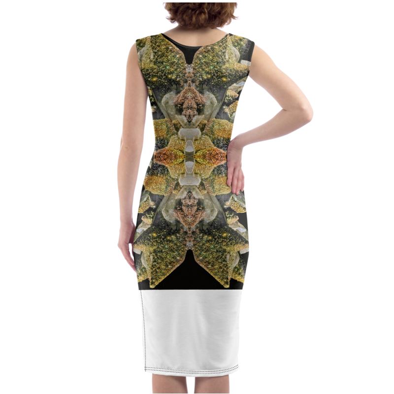 Bodycon Dress: Halter Dress: Calcite with Irridescent Marcasite, Brushy Creek, Viburnum Trend, Missouri, USA, Neal Pfaff, Original Color