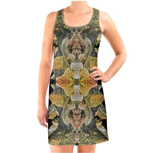 Halter Dress: Calcite with Irridescent Marcasite, Brushy Creek, Viburnum Trend, Missouri, USA, Neal Pfaff, Original Color