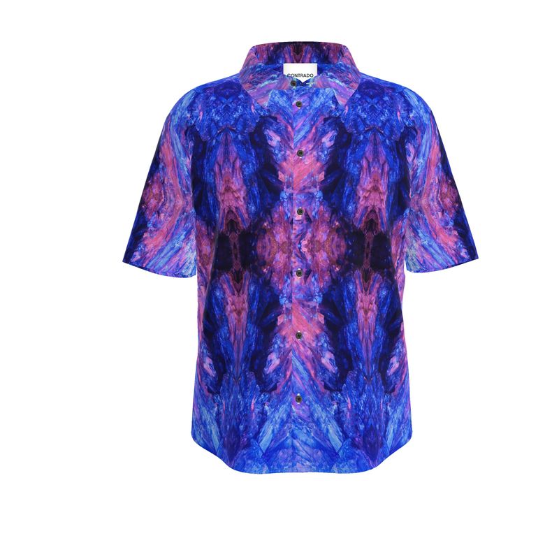 Mens Short Sleeve Shirt: KYANITE, Fluorescent, Black Mt. , North Carolina, USA, EX Hatley, Original Color Version 1