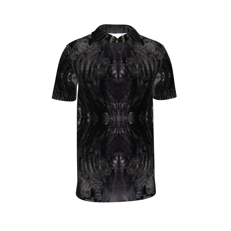 Men's Polo Shirt: Charcoal formed approximately 50,000 years ago when lava from a Washington State volcano engulfed vegetation, carbonizing it.