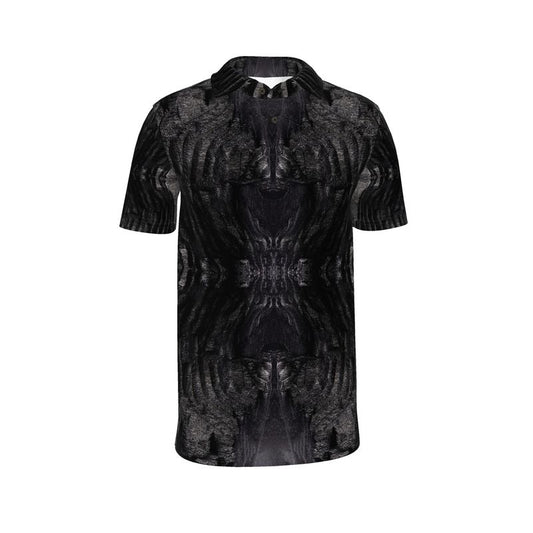 Men's Polo Shirt: Charcoal formed approximately 50,000 years ago when lava from a Washington State volcano engulfed vegetation, carbonizing it.