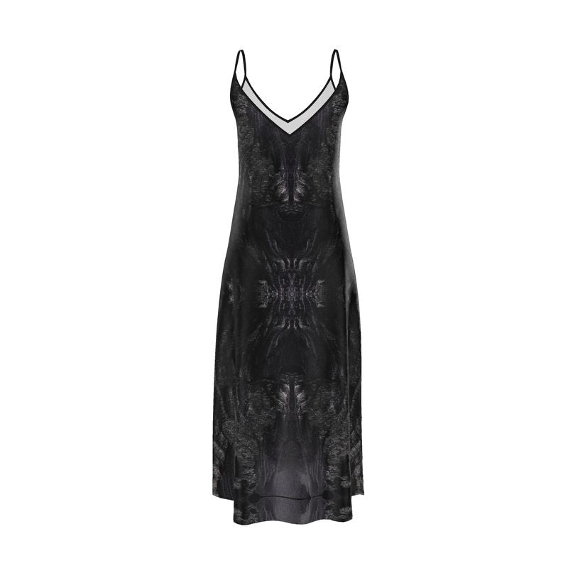 Slip Dress: Charcoal formed approximately 50,000 years ago when lava from a Washington State volcano engulfed tree, carbonizing it.