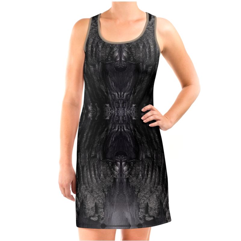 Halter Dress: Charcoal formed approximately 50,000 years ago when lava from a Washington State volcano engulfed tree, carbonizing it.