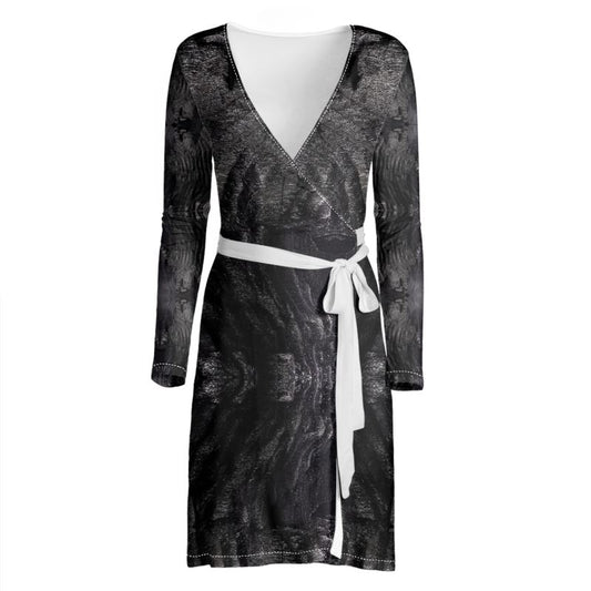 Wrap Dress: Charcoal formed approximately 50,000 years ago when lava from a Washington State volcano engulfed tree, carbonizing it.