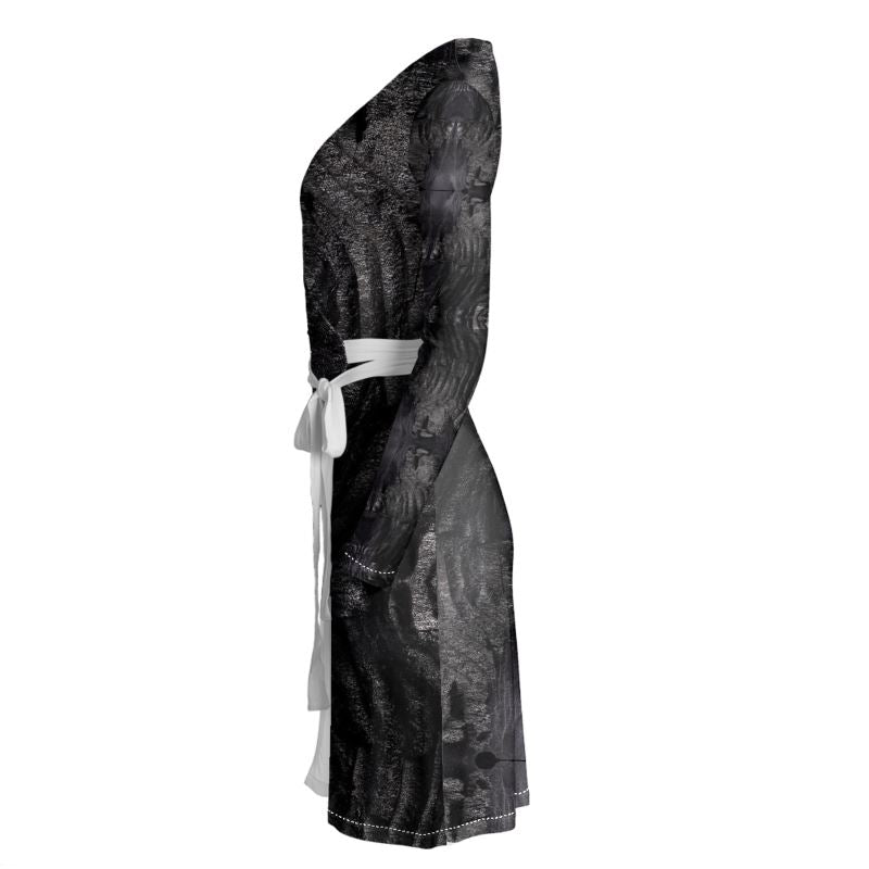Wrap Dress: Charcoal formed approximately 50,000 years ago when lava from a Washington State volcano engulfed tree, carbonizing it.