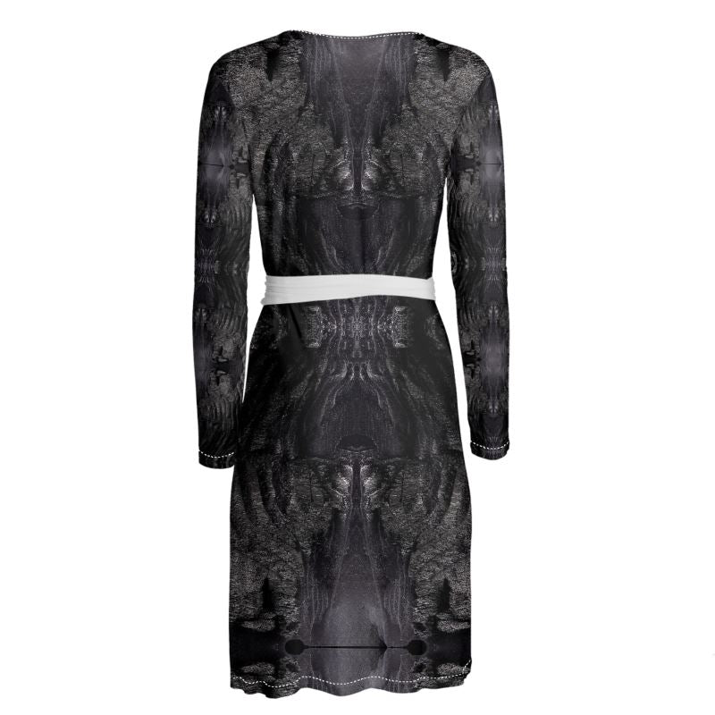 Wrap Dress: Charcoal formed approximately 50,000 years ago when lava from a Washington State volcano engulfed tree, carbonizing it.