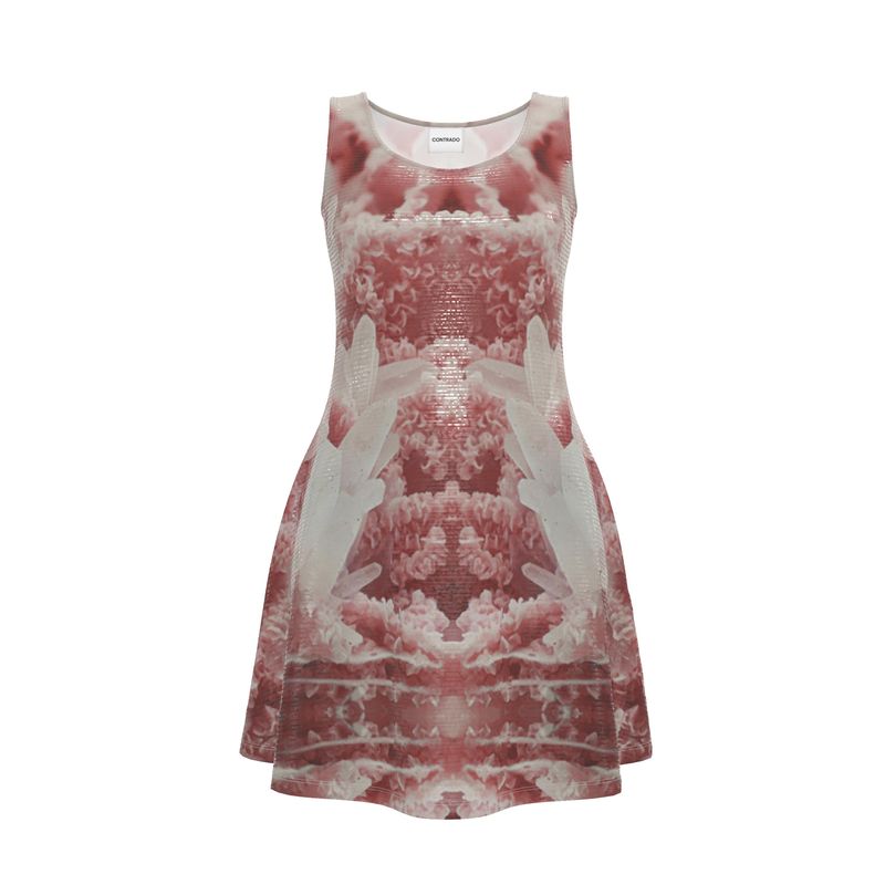 Skater Dress:  Rhodochrosite and Quartz Crystals, Bulgaria