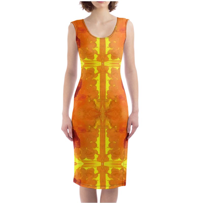 Bodycon Dress: Skater Dress: Mimetite on Wulfenite, Francisco Mine, Mexico, EX Wrights Rockshop, Original Color