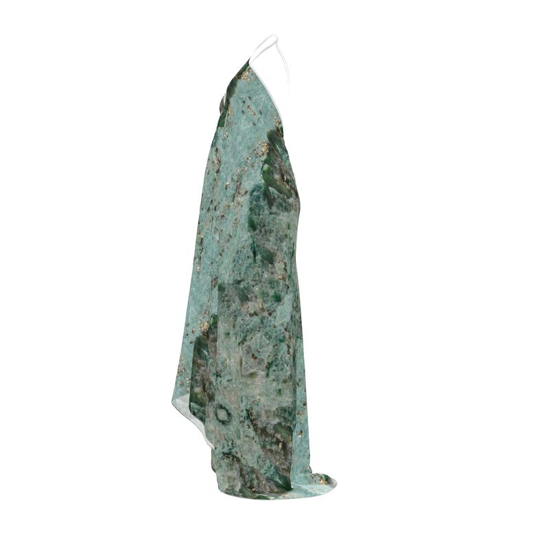 Halterneck backless dress: Fuschite with pyrite, Australia