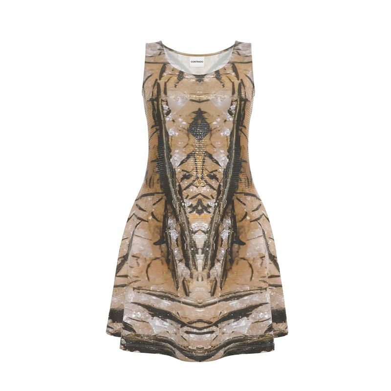 Skater Dress: Sleeveless Midi Dress: Goethite, on Calcite, South Africa