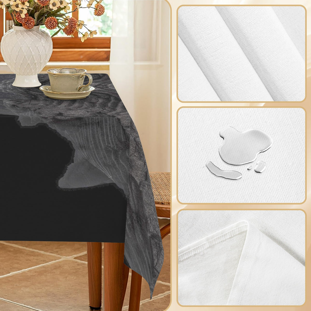 Tablecloth: Charcoal — Washington — Original Color--50,000 Years Old