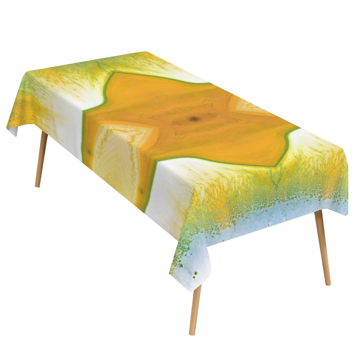 Tablecloth: A Color (Hansa Yellow) and D color (Pthalo Green) Dispersing in Croom Acrylic House Paint — North Carolina — Original Color