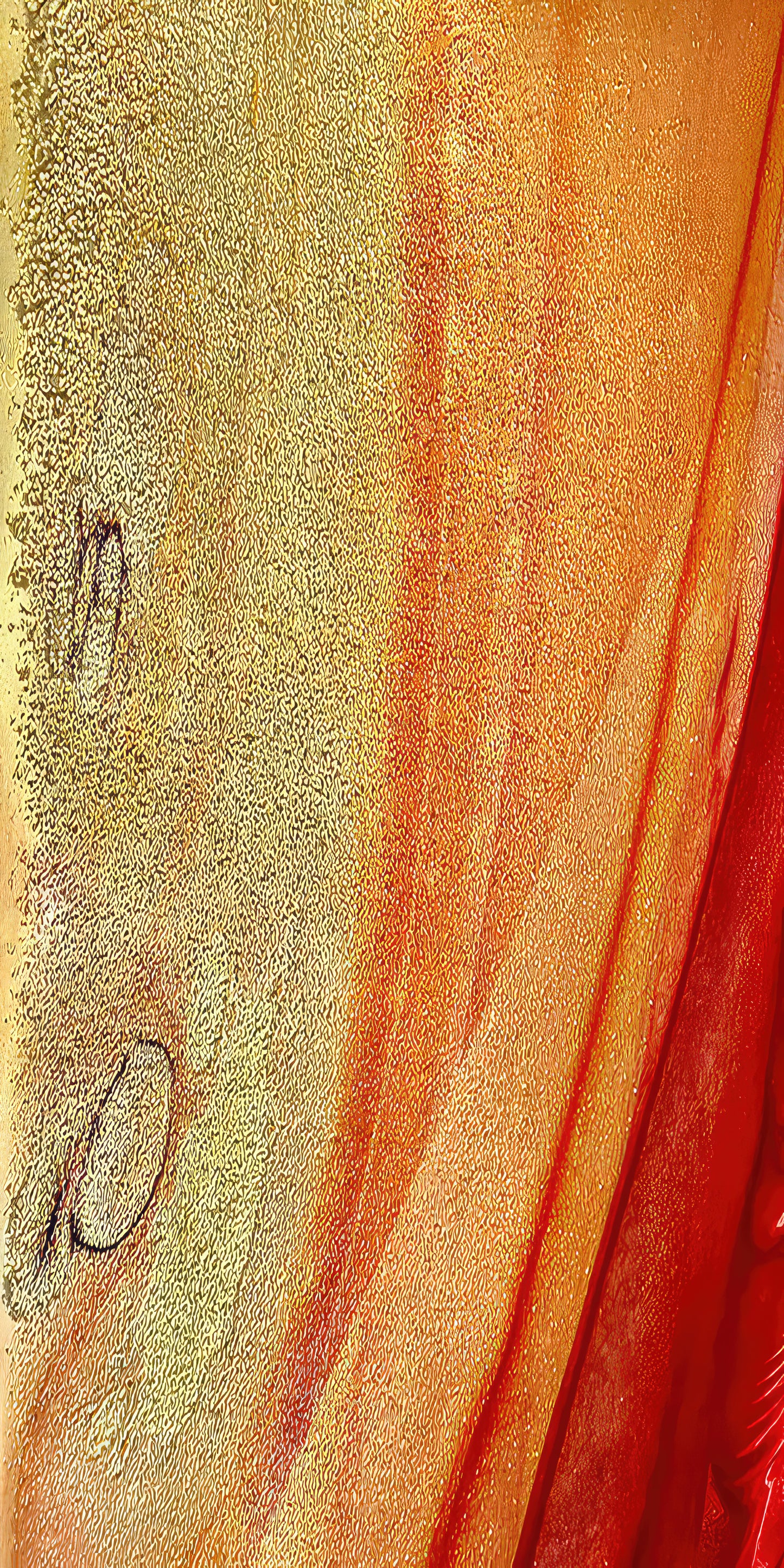 Long Scarf : F & C Color Red and Yellow Oxide,  Dispersing in Croom Acrylic House Paint,  Original Color