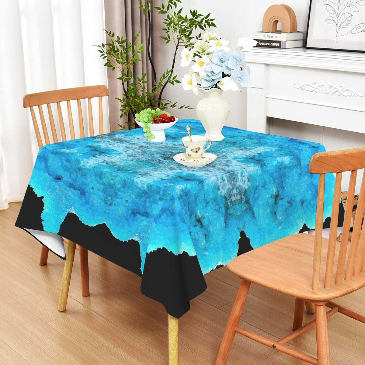 Tablecloth: Hyalite Opal, Blue — Chalk Mountain, Spruce Pine, Mitchell County, North Carolina, USA