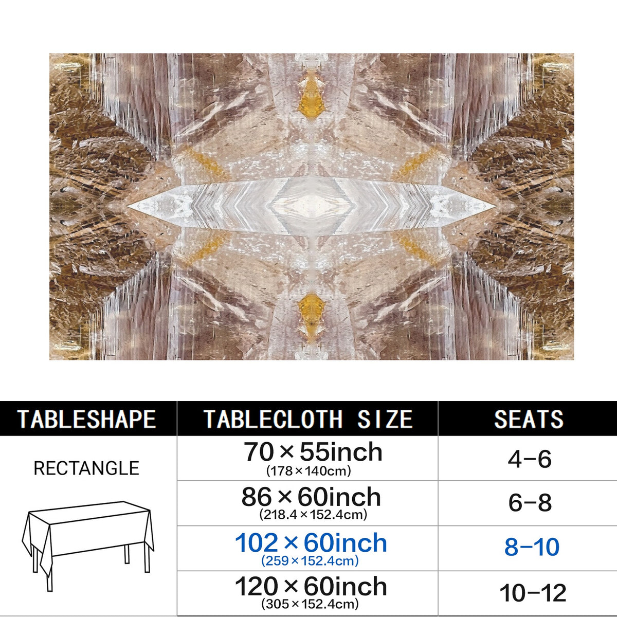Tablecloth, 102x60, Original Color, Quartz, Smoky, Hiddenite, Alexander County, North Carolina, USA