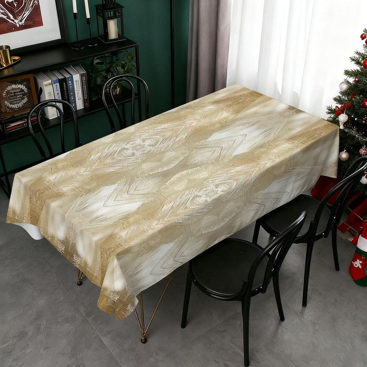 Calcite_ElmwTablecloth: Barite, with Pyrite — Elmwood, Carthage, Smith County, Tennessee, United States — EX Lawrence Conklin — Original Colorood_Tenn_9148 Rectangular Tablecloth 102" x 60"  | Ships from USA