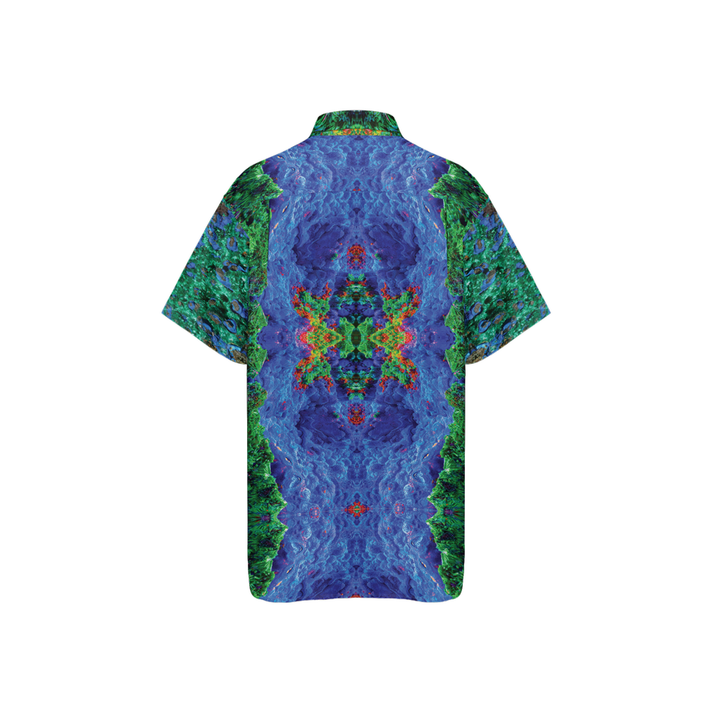 Short Sleeve ButtonUp Shirt: Malachite Crystals and Azurite Botryoids, Queen Copper Mine, Bisbee, Arizona, USA, EX Yale, Circa 1900, Original Color