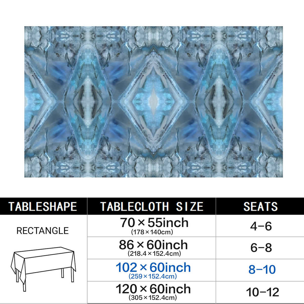 Tablecloth: Quartz, Mud Included — Cleveland, North Carolina — EX Crystal Perfection — Inverted Color