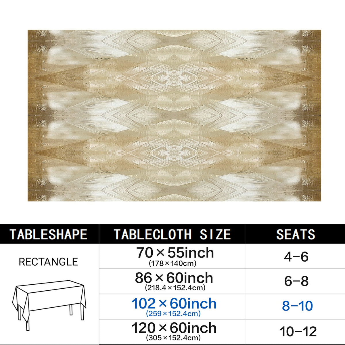 Calcite_ElmwTablecloth: Barite, with Pyrite — Elmwood, Carthage, Smith County, Tennessee, United States — EX Lawrence Conklin — Original Colorood_Tenn_9148 Rectangular Tablecloth 102" x 60"  | Ships from USA