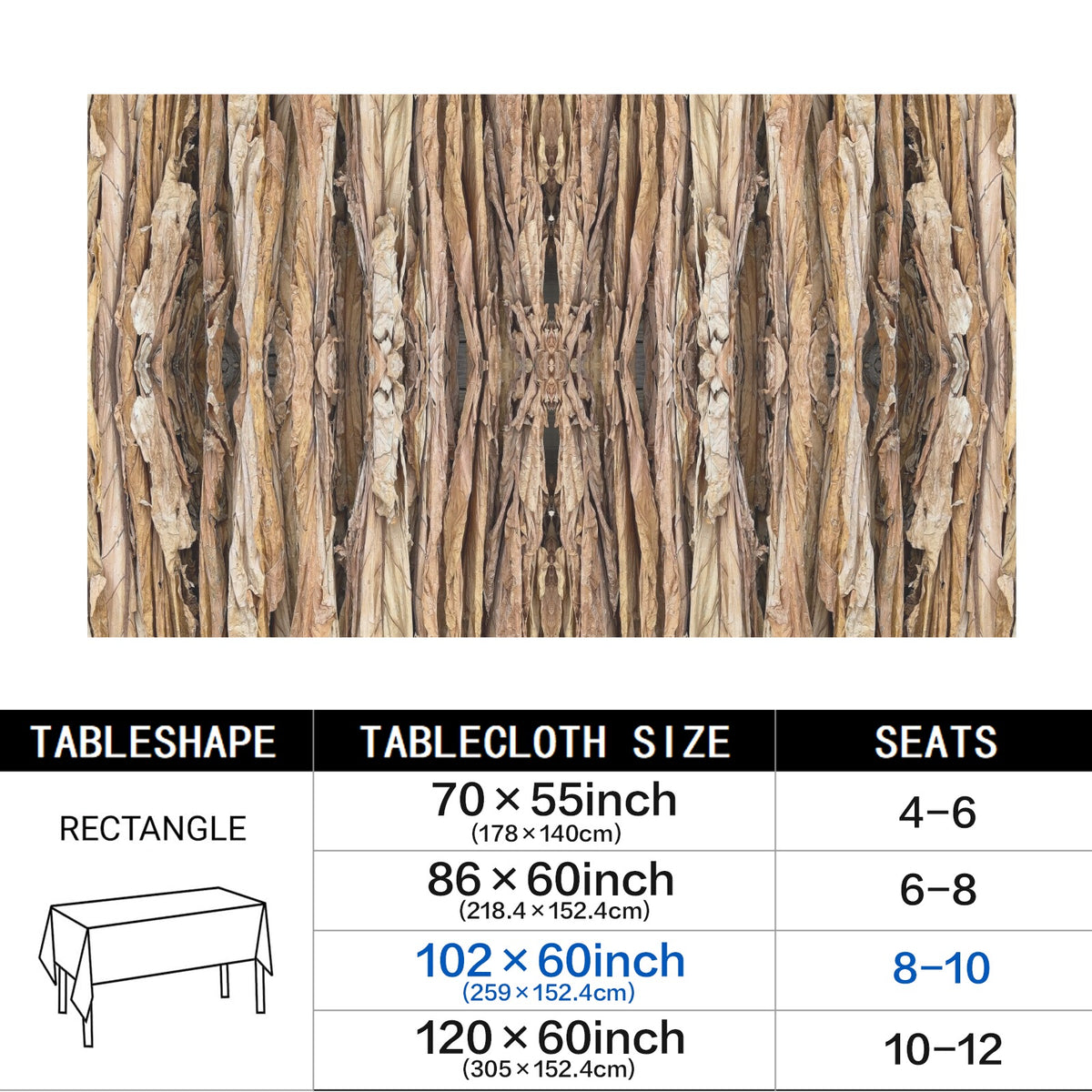 Tobbacco 32Tablecloth: Tobacco, Flue Cured — Harnett, North Carolina, USA — Original Colorx32 quad_AOTR-AS-0000106_PX_3600x3600_150DPI_3df3bd3825_0e6caeceGiga Rectangular Tablecloth 102" x 60"  | Ships from USA