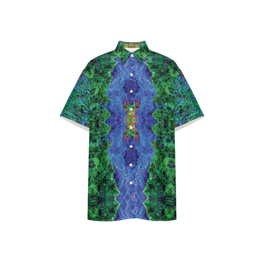 Short Sleeve ButtonUp Shirt: Malachite Crystals and Azurite Botryoids, Queen Copper Mine, Bisbee, Arizona, USA, EX Yale, Circa 1900, Original Color