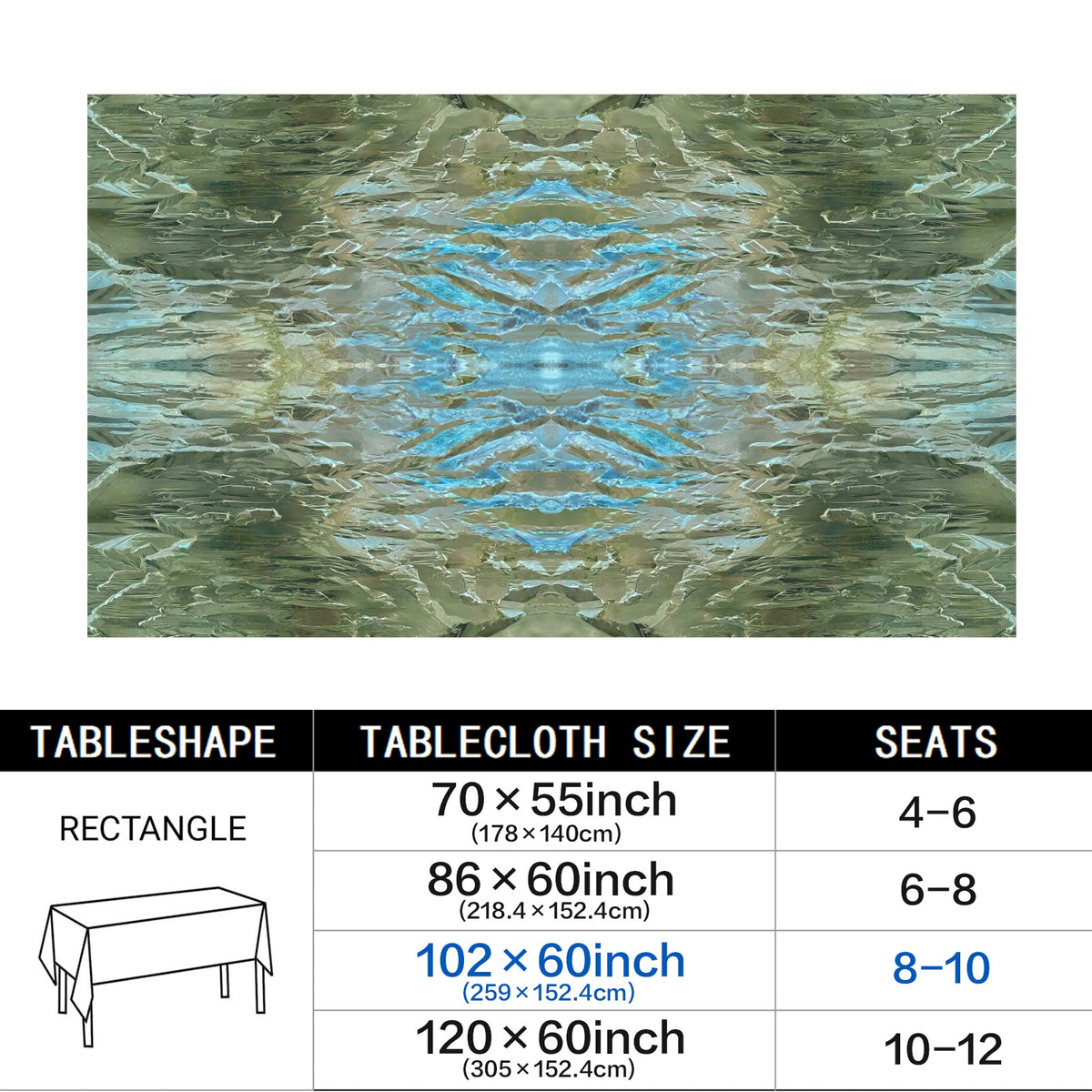 Tablecloth: Quartz, Mud Included — Cleveland, North Carolina — EX Crystal Perfection — Inverted Color