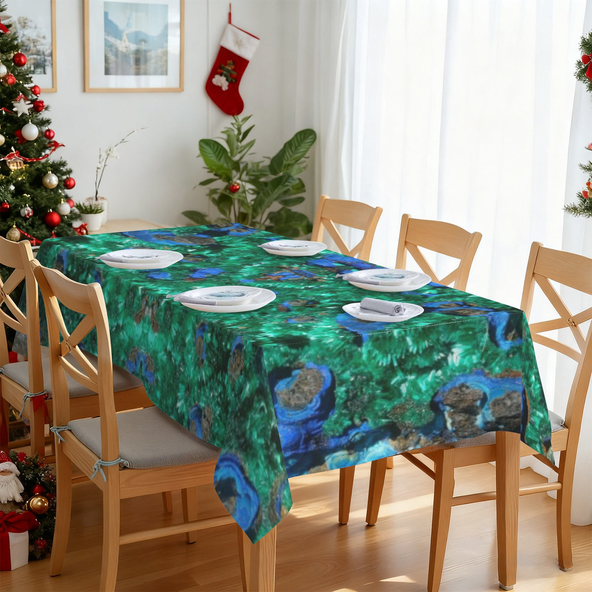 Tablecloth: Primary Malachite , Azurite,  with Cuprite — Bisbee, Cochise County, Arizona, USA — EX Yale University — Original Color