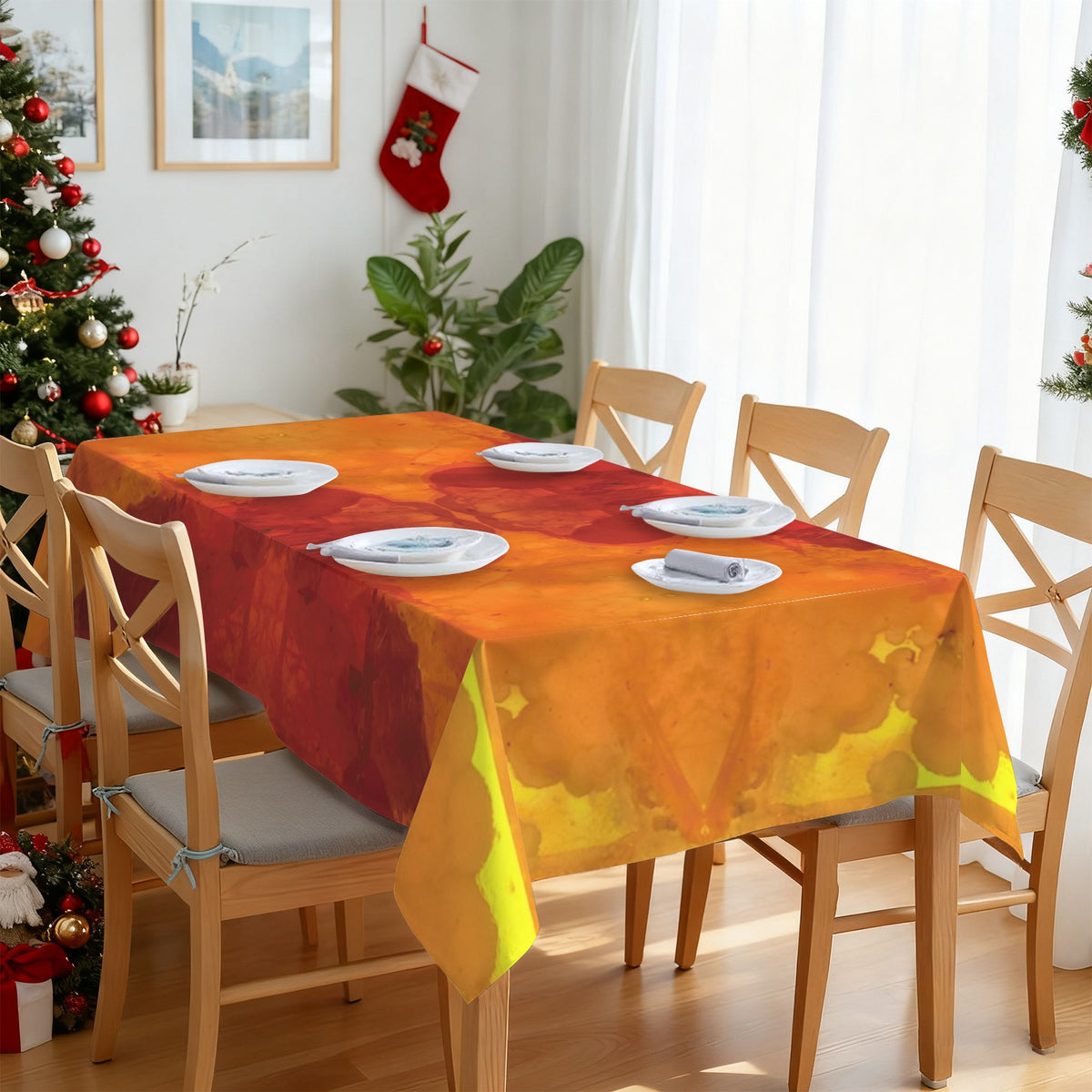 Mimetite on Tablecloth: Mimetite, on Wulfenite — San Francisco Mine, Mexico — EX Chris Wright — Original ColorWulfenite San Francisco Mine 3 Rectangular Tablecloth 102" x 60"  | Ships from USA