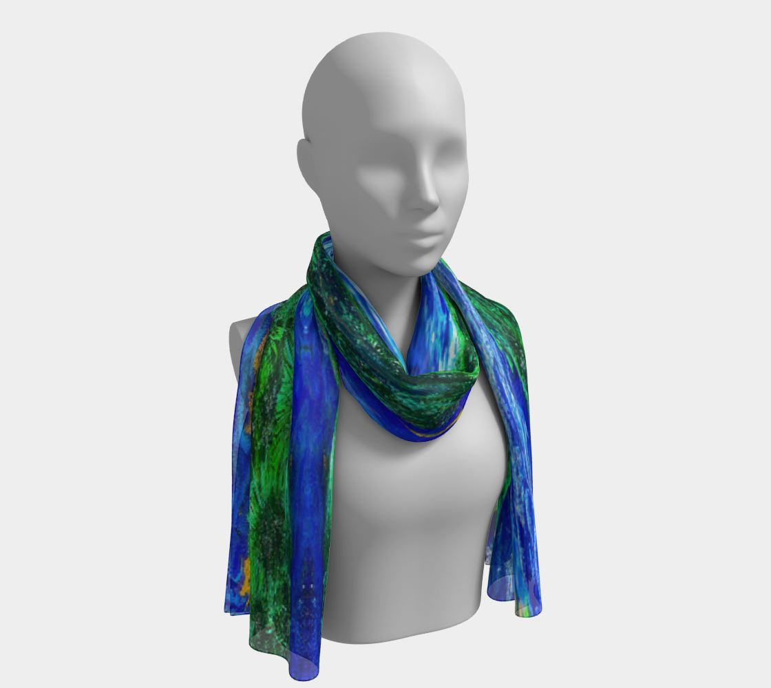 Long Scarf: Malachite Crystals and Azurite Botryoids, Queen Mine, Bisbee, Arizona, Circa 1905, Original Color